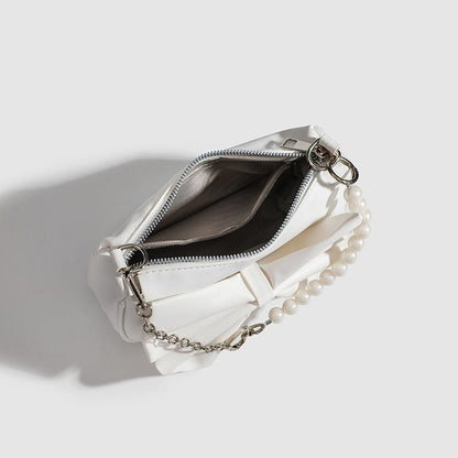 Black White PU Bow Handbags Autumn Winter Ladies