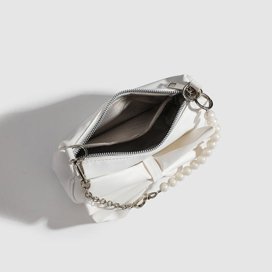 Black White PU Bow Handbags Autumn Winter Ladies